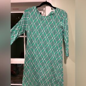 Crown & Ivy Teal Geometric Long Sleeve Dress